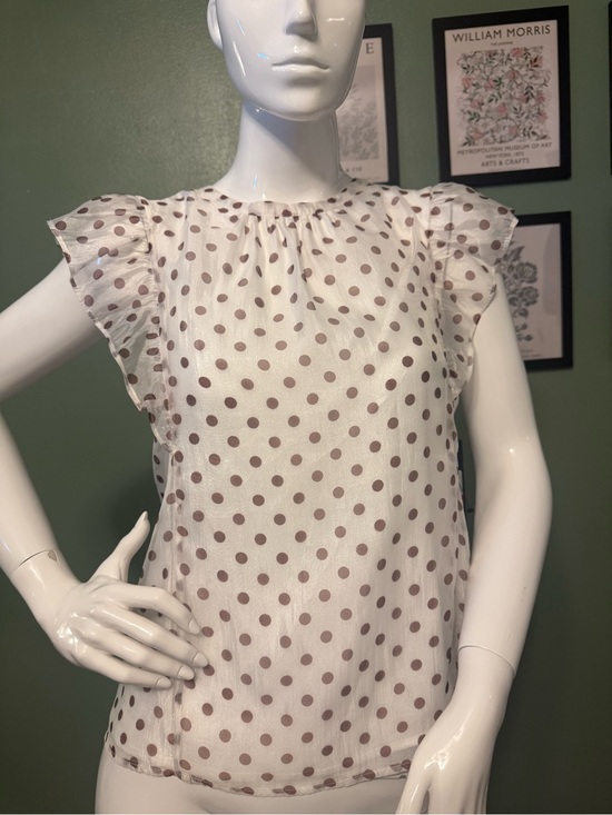 Karl Lagerfeld Tops - Karl Lagerfeld Cream Blouse with Brown Polka Dots